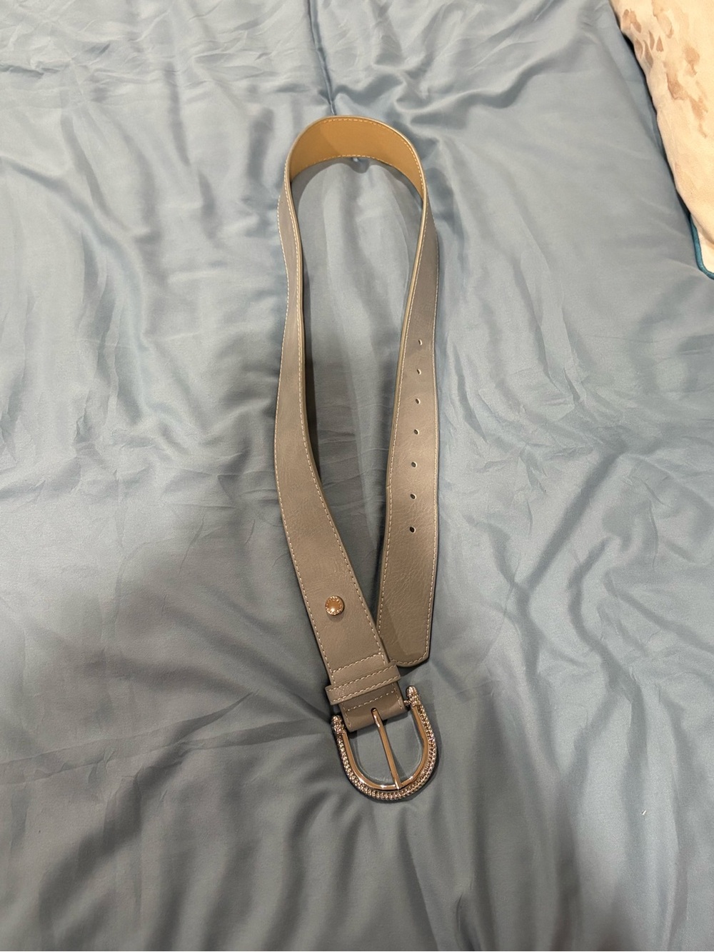 Steve Madden Gray Wide Leather Belt with silver Buckle